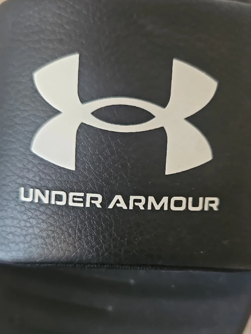 Under Armour Black Slides with White Logo Strap